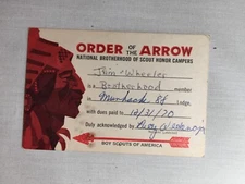 Munhacke OA Lodge 88 1970 Ordeal membership card BSA Paperwork