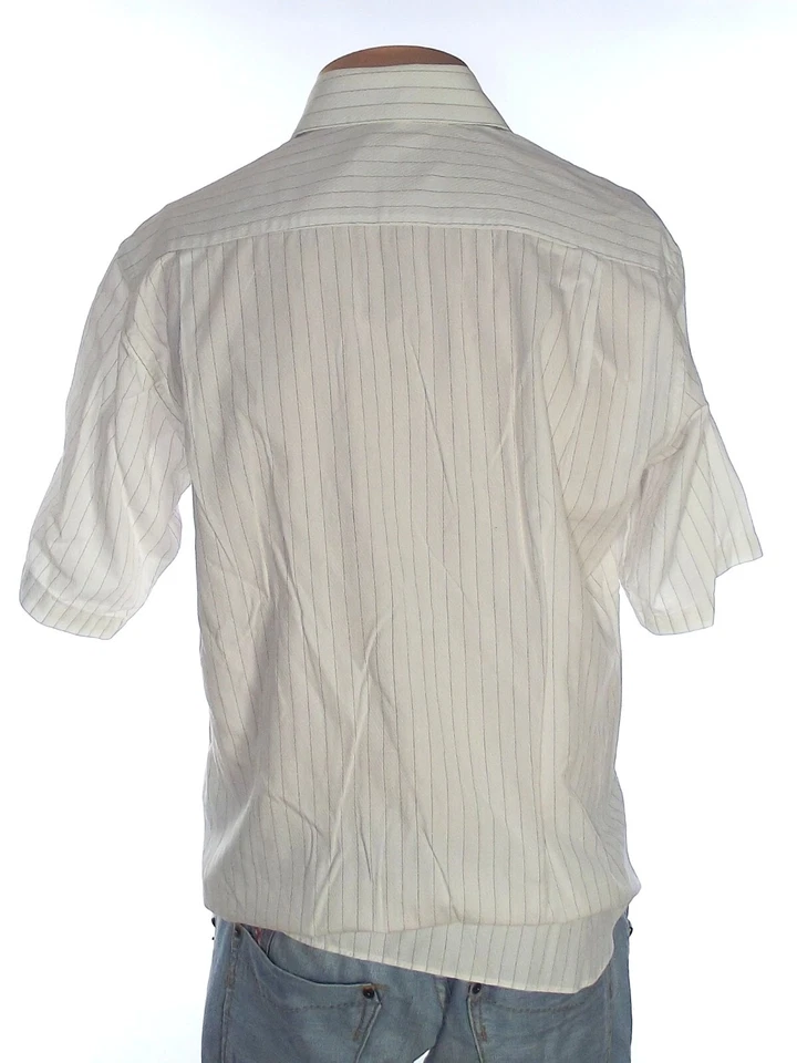 Ingram Camicia Da Uomo Bianca Taglia S A Righe 100 Cotone Manica Corta Regular - Immagine 3 di 4