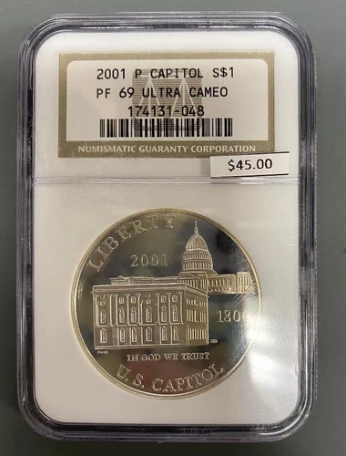 2001 Commemorative Silver Dollar U.S. Capitol NGC Graded PF69 Ultra Cameo