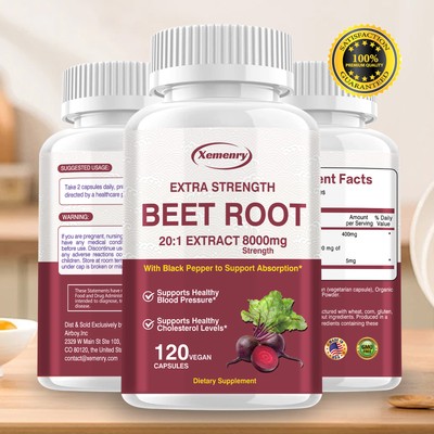 Extra Strength Beet Root 20:1 Extract 8000mg Capsules- Brain & Blood Circulation