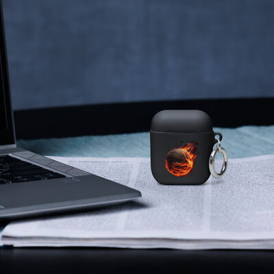 Rubber Case for AirPods with Tuff Basketball Fire Design