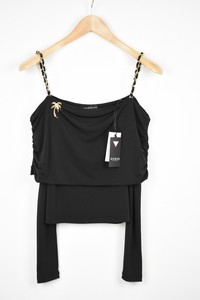Guess Blusa Mujer Pequeño Manga Larga Apagado Hombros Correa de Cadena  Ajustado | eBay