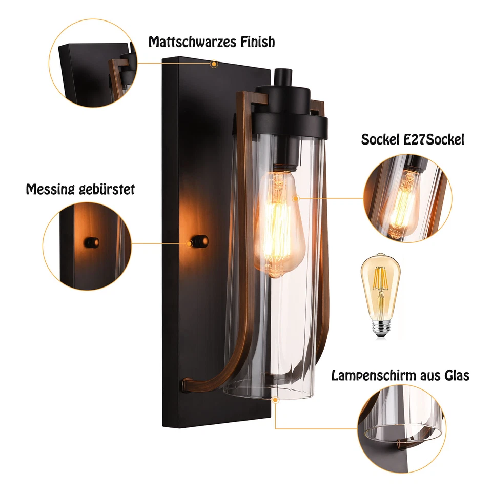 Retro vintage wall light wall lamp light loft industrial light lighting de - Image 4 of 4