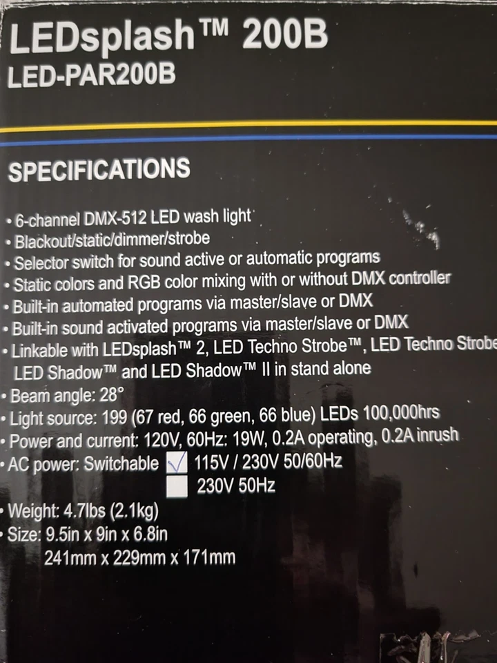 Chauvet Led Splash 200B Wash light - Image 4 of 4