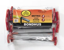 Metric Hex (Allen) Balldriver T-Handle Wrench Set 8pcs 2mm-10mm Bondhus 13187