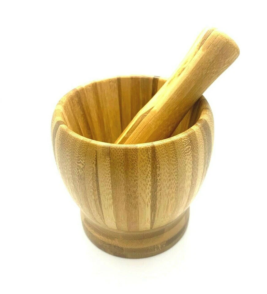 Pestle Mortar Wooden Grinding Bowl Garlic Herb Spice Crusher Mixing high quality - Imagem 2 de 4