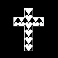 HEARTS INSIDE CROSS Vinyl Decal Sticker - FREE USA SHIPPING