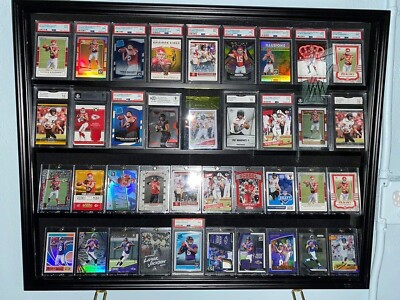Lockable 36 Graded Sports Card Display Case, for Football, baseball, basketball, Hockey cards (CC02-BL)