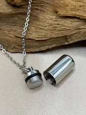 Stainless Steel Cremation Urn Necklace for Ashes – Engravable Memorial Keepsake