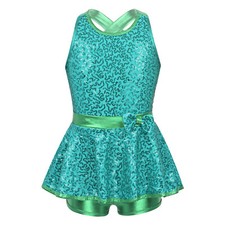 Girls Sleeveless Sequins Sleeveless Leotard Ballet Jazz Latin Dance Costumes