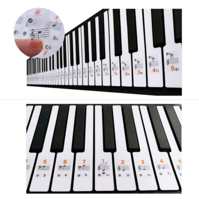 Transparent 37 49 61 Electronic Keyboard 88 Key Piano Stave Note Sticker V6U9