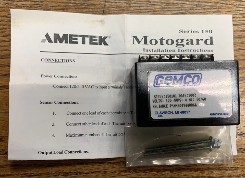 GEMCO 150101 604944-6A MOTOGARD SERIES 150 120VAC 4AMP *NEW IN BOX - GUARANTEED* - Image 3 of 4