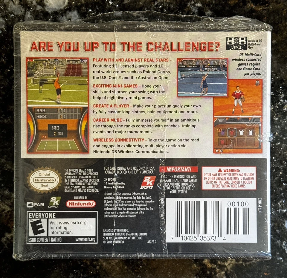Top Spin 3 (Nintendo DS, 2008) 2k Brand New FACTORY SEALED!! - Image 3 of 3