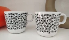 2 UNGDOM Ikea Mugs 7oz Black & White Starburst Maria Vinka MOD MCM Unique Tea 