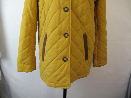 Orvis Size S Mustard Yellow Quilted Padded Jacket Coat Country Paisley Lining - Picture 3 of 8