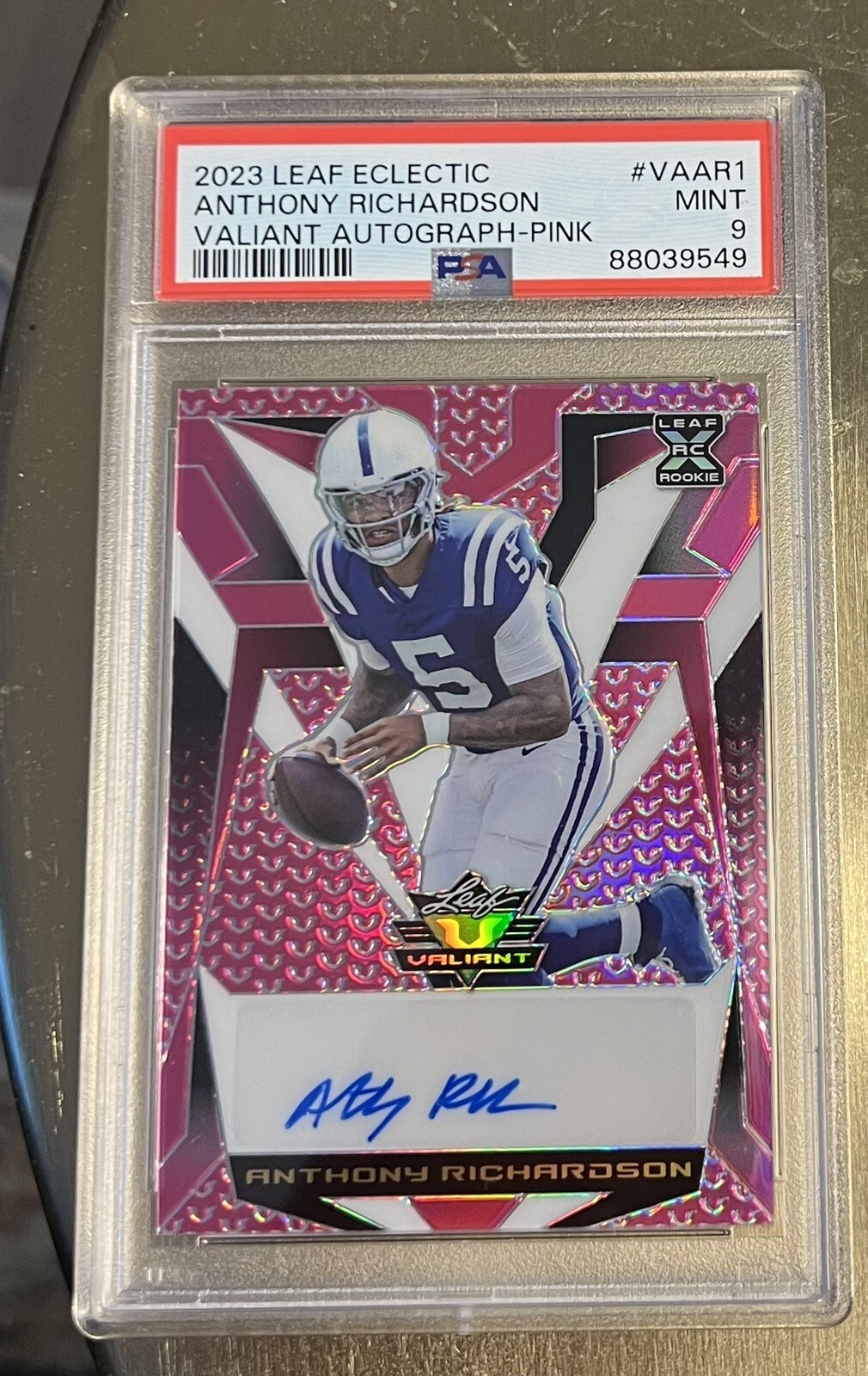 Anthony Richardson Leaf Eclectic Valiant Autographs #VAAR1 Pink