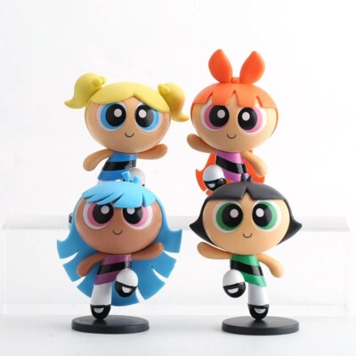 4pcs/set The Powerpuff Girls Action Figure Toy Collection Cartoon Model PVC Doll