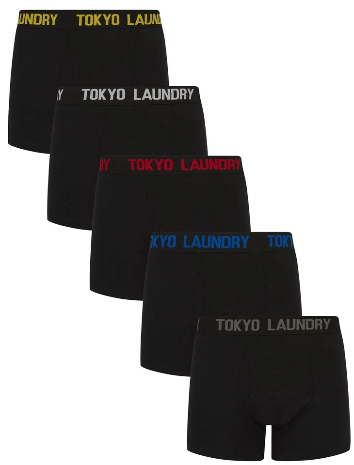 Tokyo Laundry Boxer Shorts Set (5 Pack) Men's Stretch Cotton Underwear Trunks