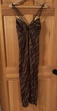 Urban Outfitters XS First Light Brown Multi Print Midi Slip Dress Animal Print