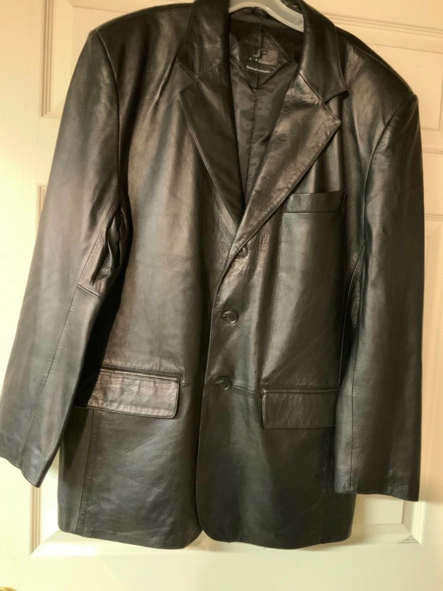 J Ferrar Men s Black Genuine Soft Lambskin Leather Blazer Sport