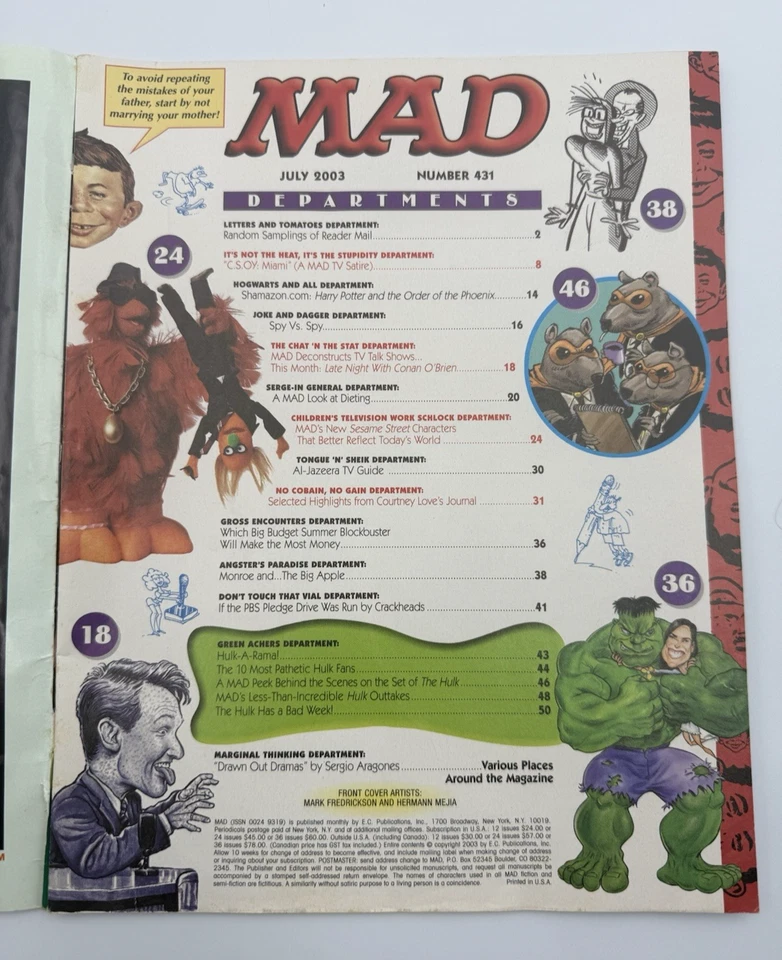 MAD Magazine Issue #431 – July 2003 "MAD Gets the Hulk" Edition - Image 3 of 4