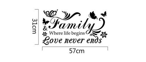 Wall Stickers Removable Family Love Never ends Living Room Decal Art Decor - Picture 8 of 9