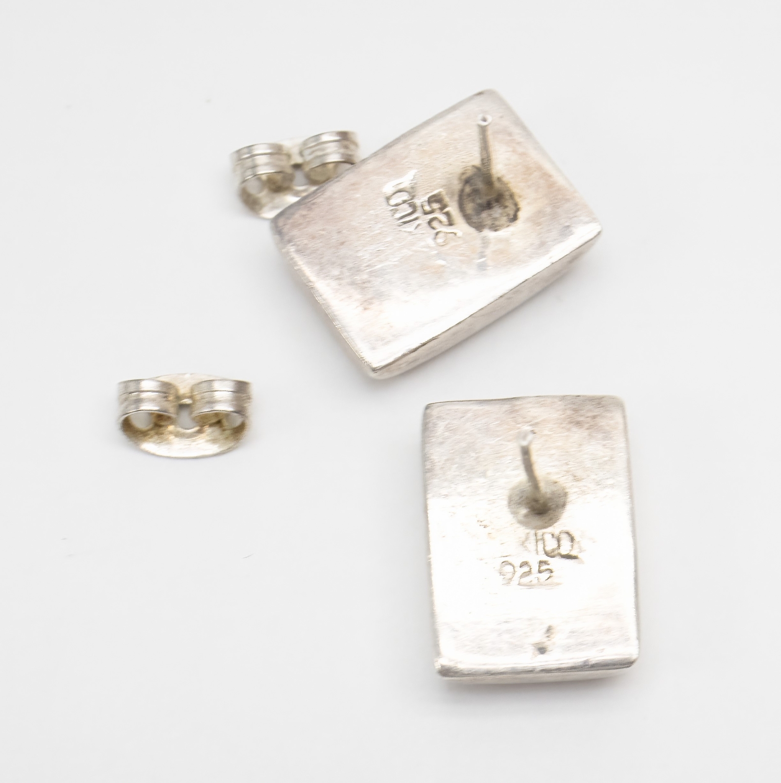 Rectangular Blue Bezel Southwestern Studs Sterlin… - image 3