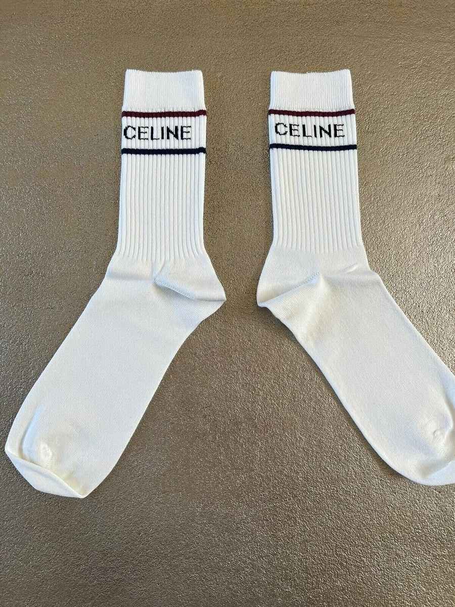 CELINE ホワイトソックス Celine , Logo Socks in White , BNWT