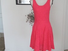 EXPRESS Rose Pink Skater Eyelet Lace Lined Fit & Flare Dress - S -NEW Retail $89