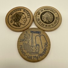Mardi Gras Doubloon Wooden Nickel Lot 3ea