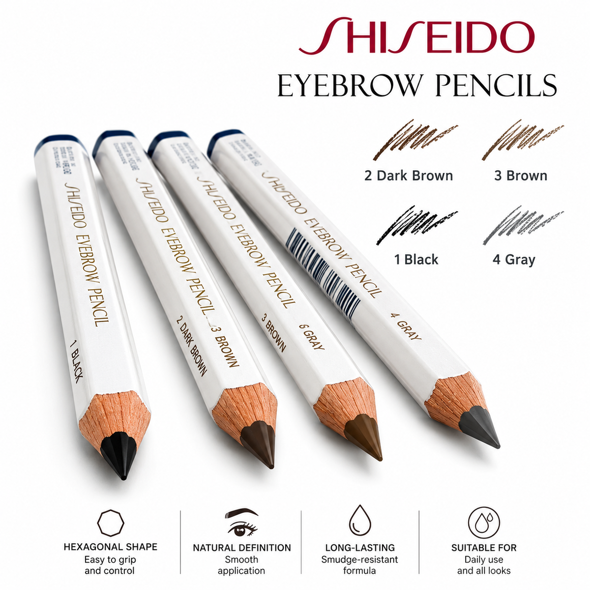 Shiseido Japan Eyebrow Pencil 2 pcs (Choose color-Black/Dark Brown