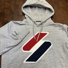 Superdry Mens Medium Hoodie Code Logo Grey Long Sleeve Pullover M2011389A