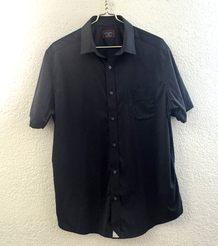 UNTUCKit Gironde Men's Performance Short Sleeve Button Front Shirt Size L Black