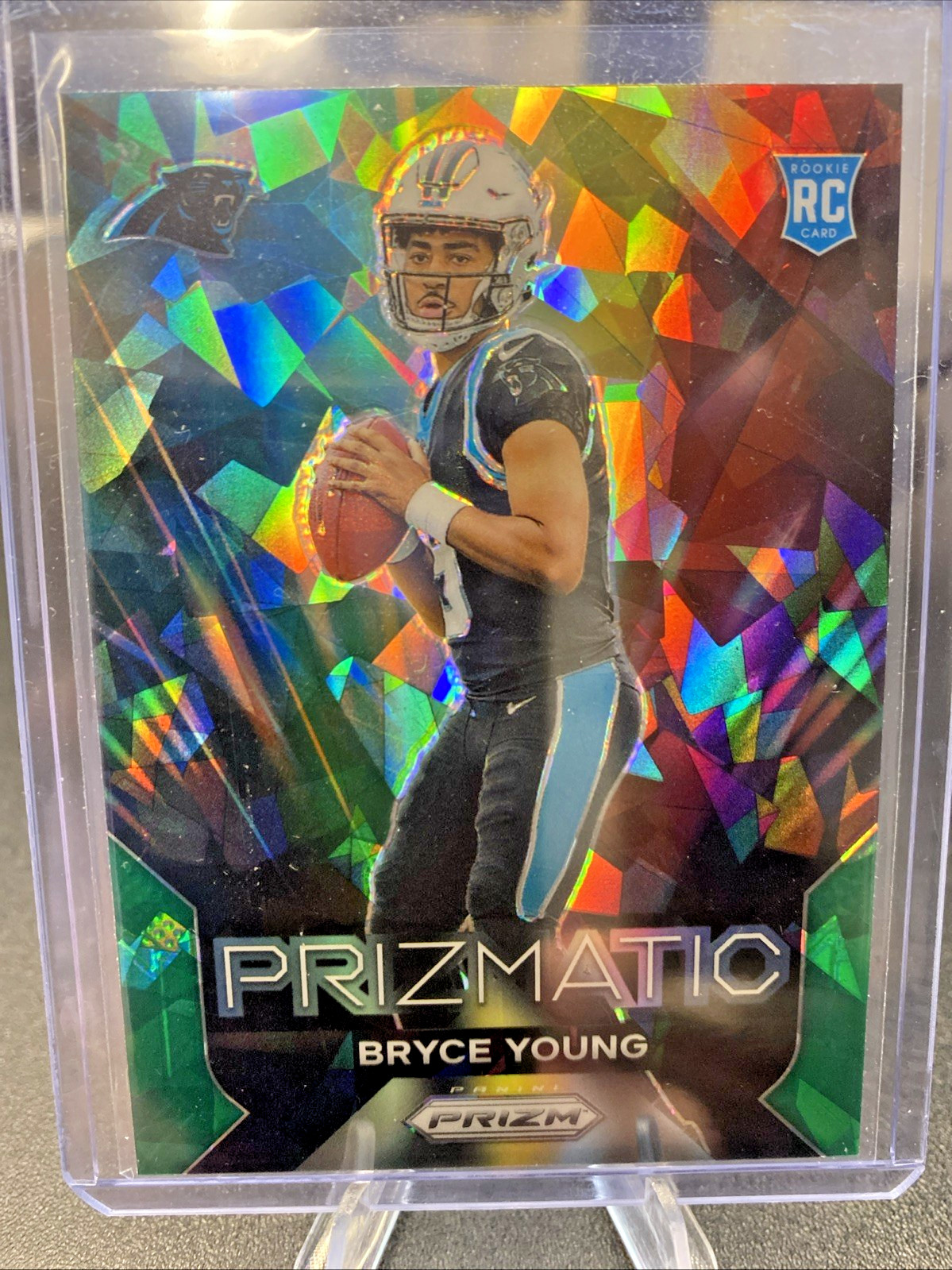 2023 Bryce Young Panini Prizm Rookie Prizmatic Green Cracked Ice Prizm RC