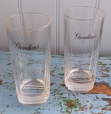 Gordon's Gin Highball Tumbler Tall Glasses PAIR. Brand Advertising. Home Bar VGC