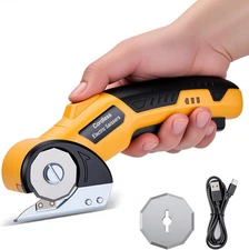 Electric Scissors, Cardboard Cutter with 2 Blades, Safety Lock & LED Light – Cor