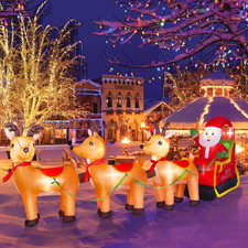 12FT Long Christmas Inflatables Outdoor Decorations, Inflatables Santa Claus on