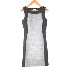 NWT Calvin Klein Women Dress 4 Sheath Black Grey Colorblock Textured 90