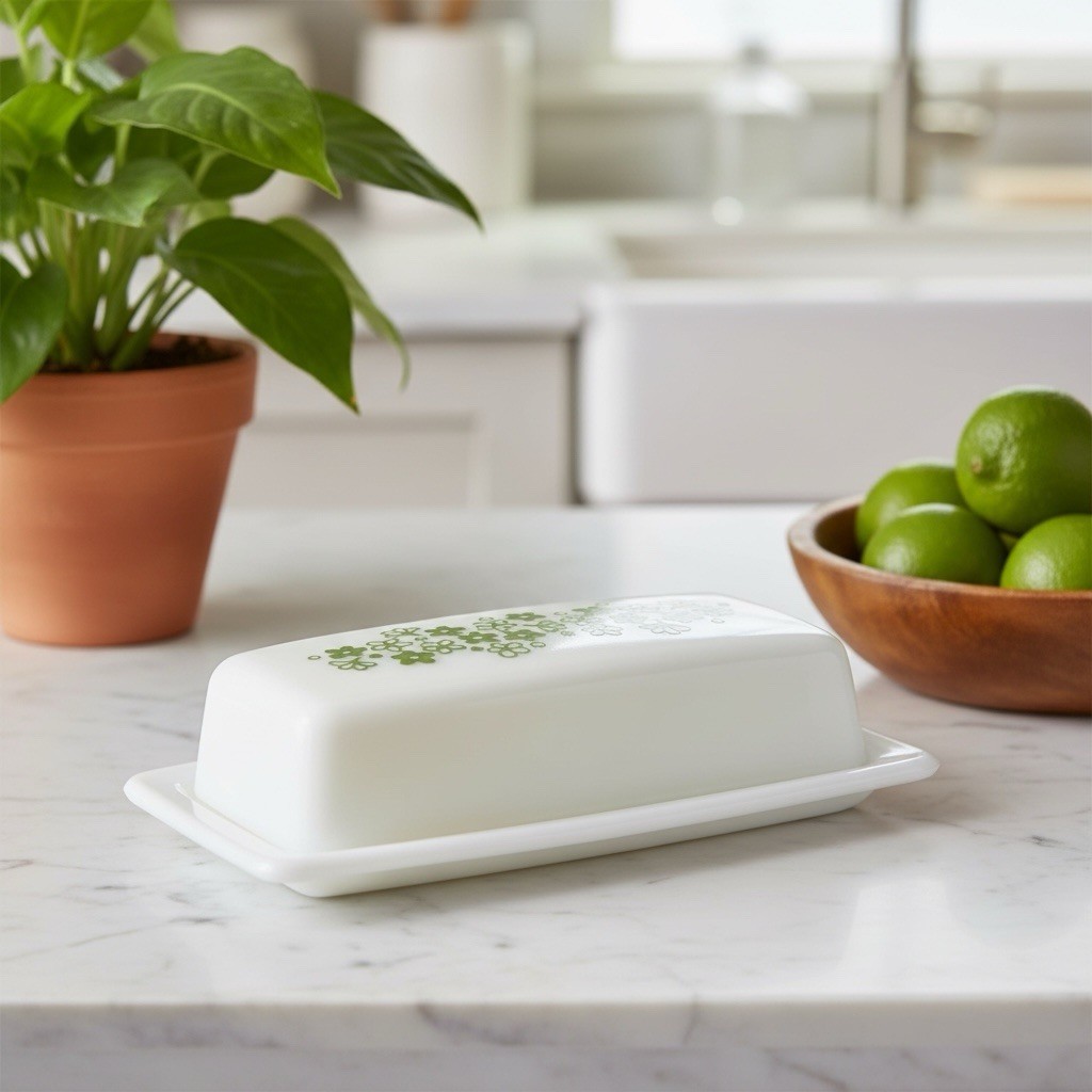 Pyrex Compatibles Corelle SPRING BLOSSOM Crazy Daisy Butter Dish 72-1 NWOB