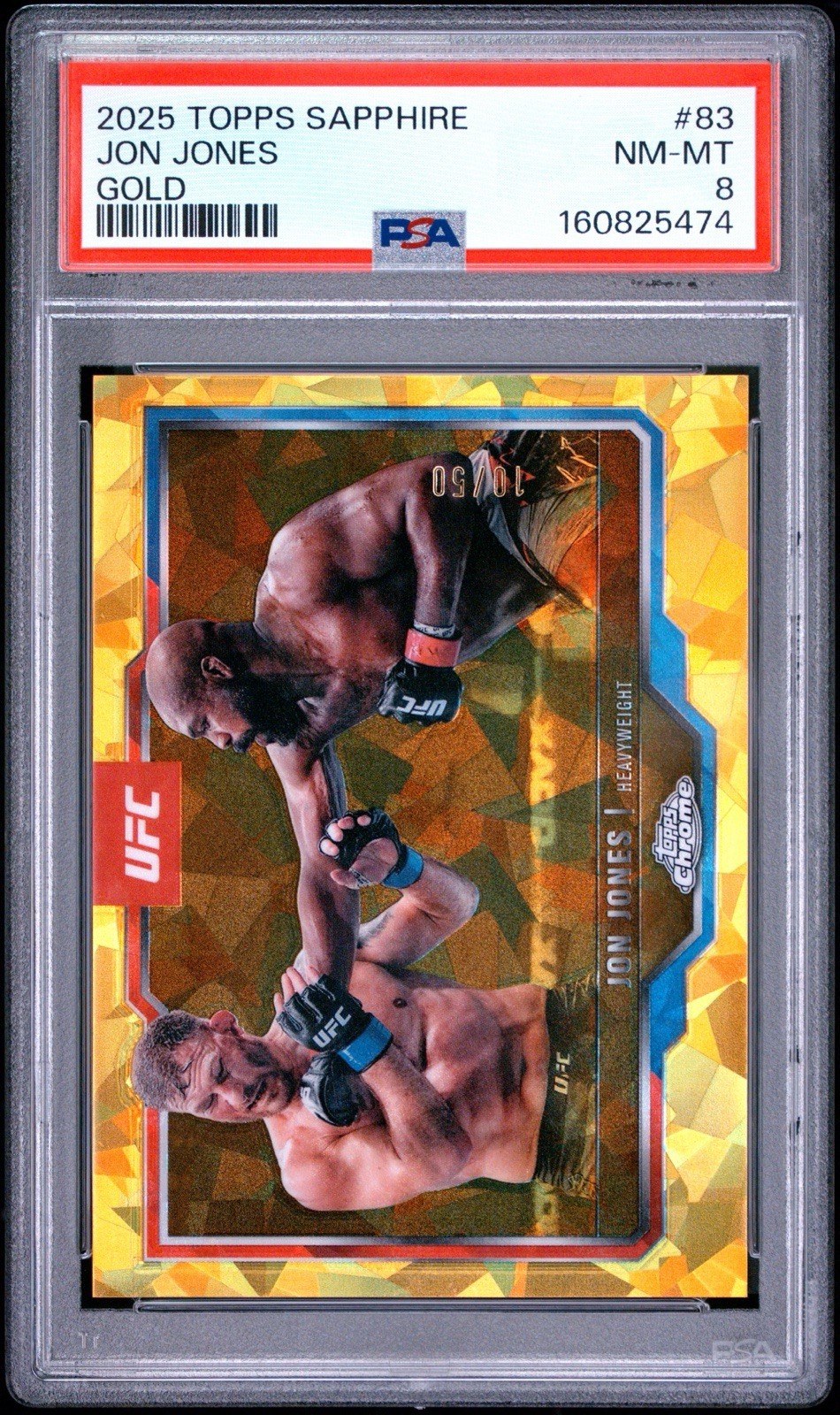 2025 Topps Chrome UFC Sapphire Jon Jones Gold /50 PSA 8 POP 1