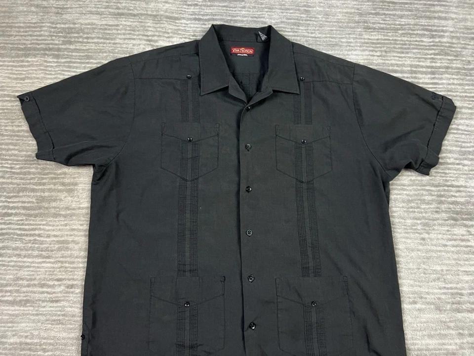 Viva Tropical John Henry Shirt Mens XL Black Hawaiian Button Up Pockets Casual - Image 2 of 4