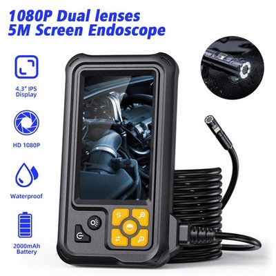 IP67 Dual Lens Borescope 5M 16.4Ft Wire HD Color Screen Auto Diagnostic Camera
