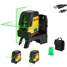 PREXISO Laser Level Self Leveling - 100Ft Rechargeable Cross Line Laser, Gree...