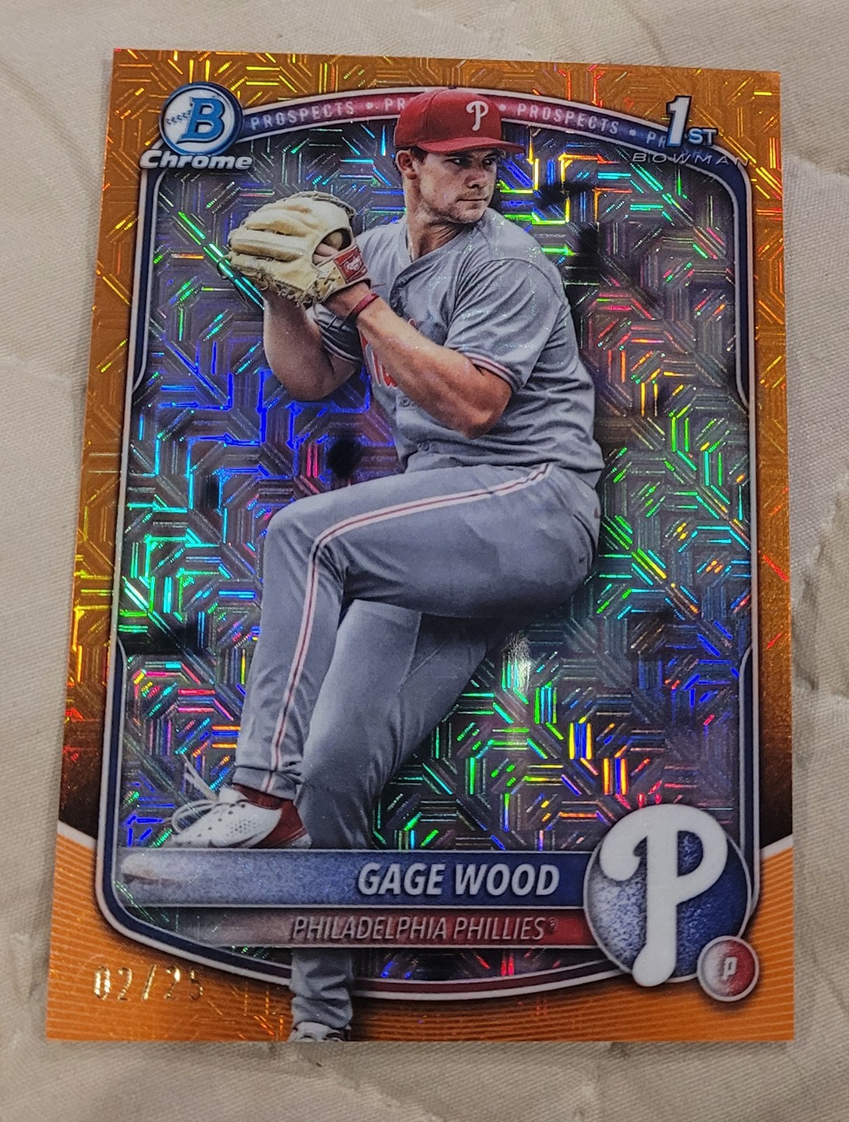 2025 Bowman Draft Gage Wood 1st Bowman Orange Mojo Refractor 02/25 (BDC-4)