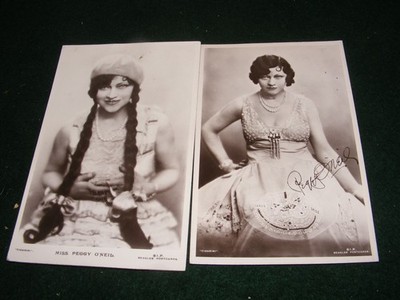 ALTE POSTKARTE PEGGY O'NEIL SCHAUSPIELERIN FILMTHEATER X 2 SIGNATUR BIOG NOTIZEN RP