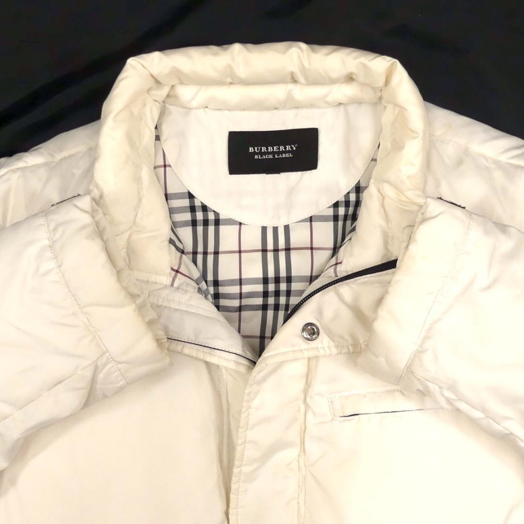 BURBERRY BLACK LABEL Down Jacket Nova Check White Fox Fur Size M