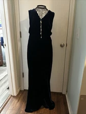 ModCloth x Collectif L Navy velvet sleeveless long dress with slit