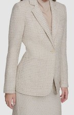 Calvin Klein Women's Beige Tonal Tweed Patch-Pocket Blazer Jacket Petite Size 6P