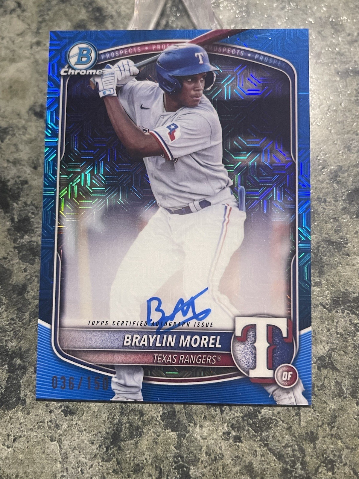 2025 Bowman Chrome #BMA-BM Braylin Morel BLUE MOJO REFRACTOR AUTO 36/150