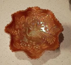 Fenton Carnival Glass Peacock Bowl 8.5" Vintage